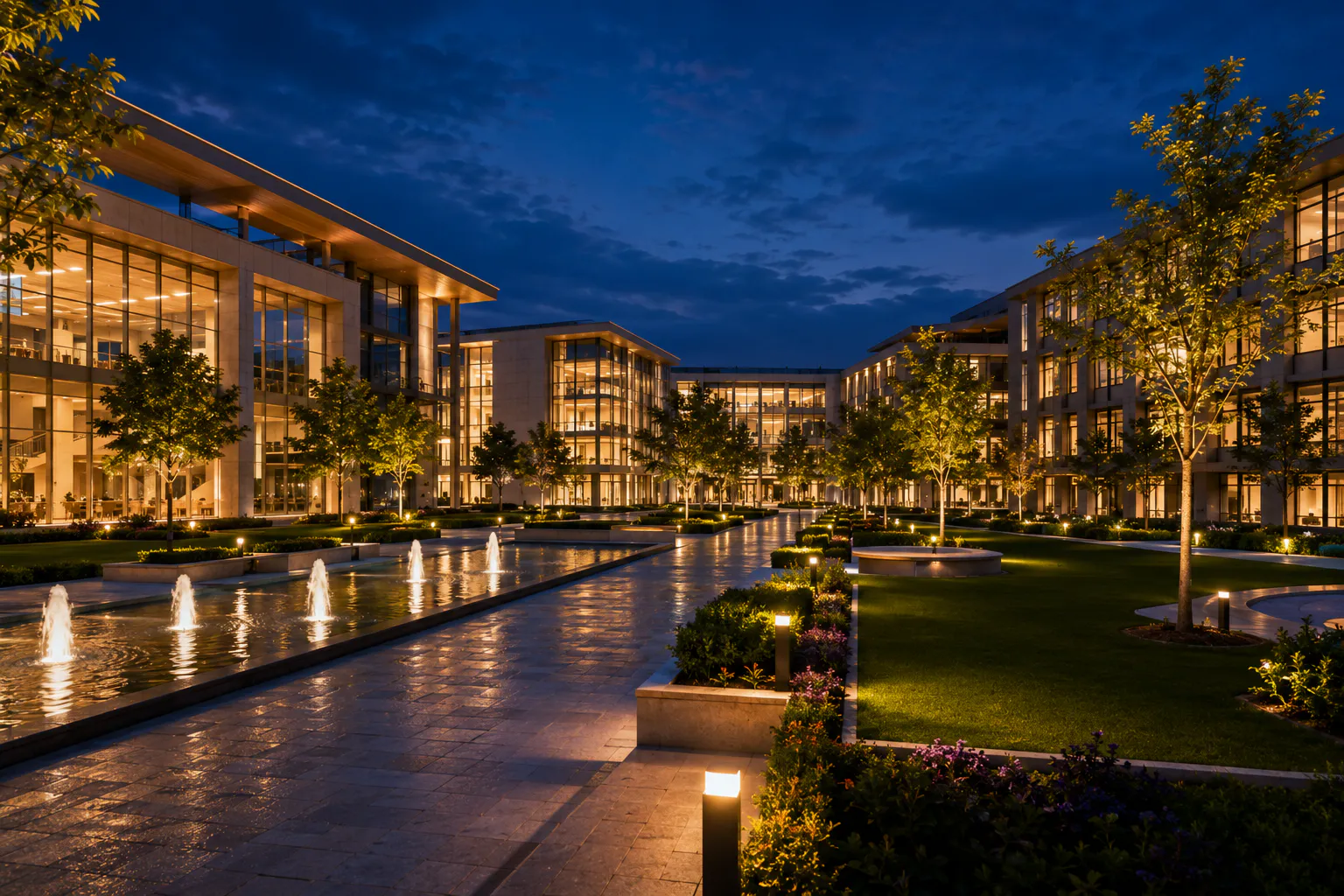 Aethris campus at evening
